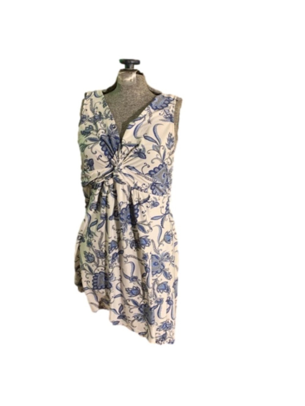 Linea Donatello paisley flower dress blue grey white small